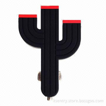 Cactus Triple Car Charger for Smartphones/Tablet PCs with 12-24V Input, 5V 4.2A Output
